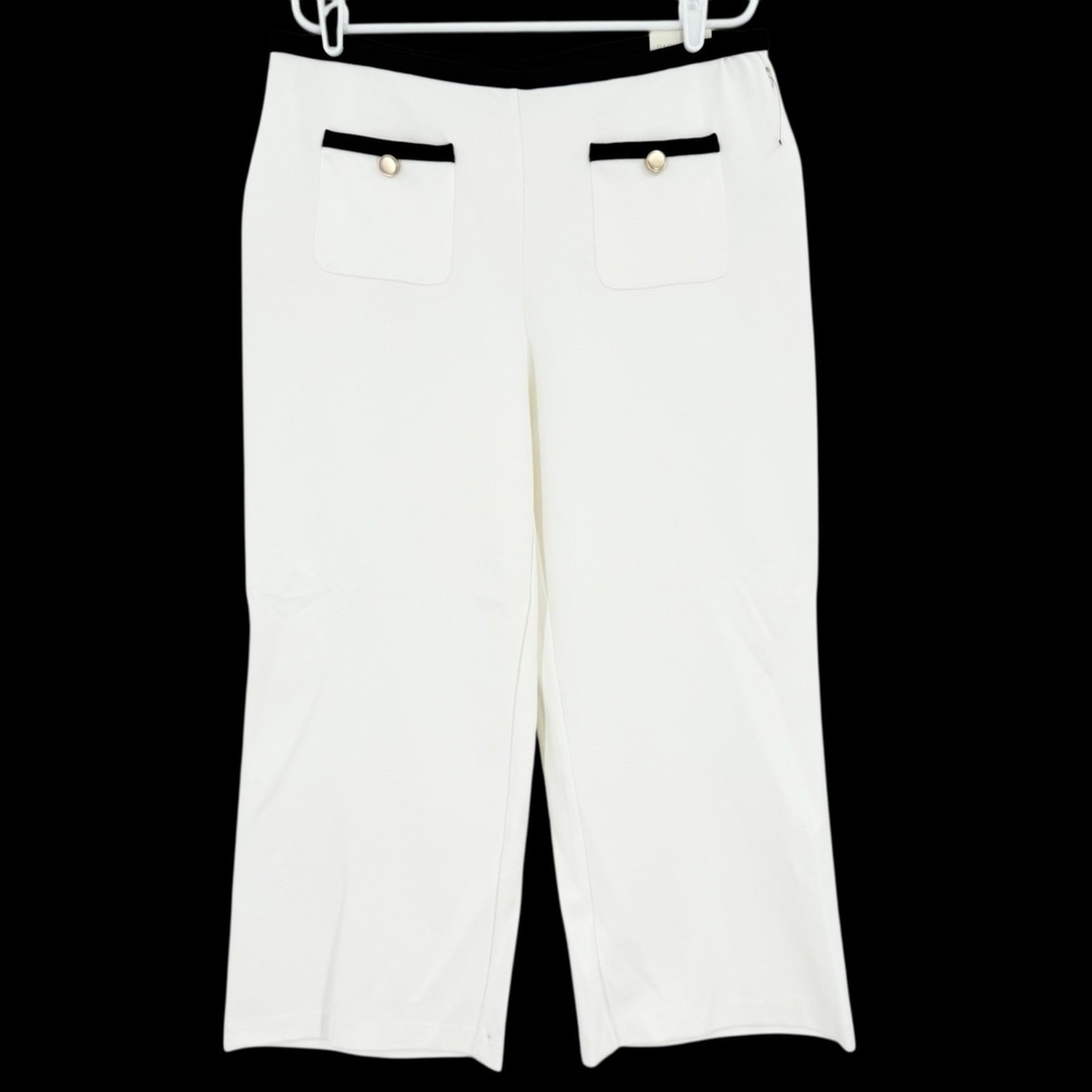 NWT Rachel Zoe Women's Pull-on Stretch Mid-Rise Straight Ivory Crop Pants Size L